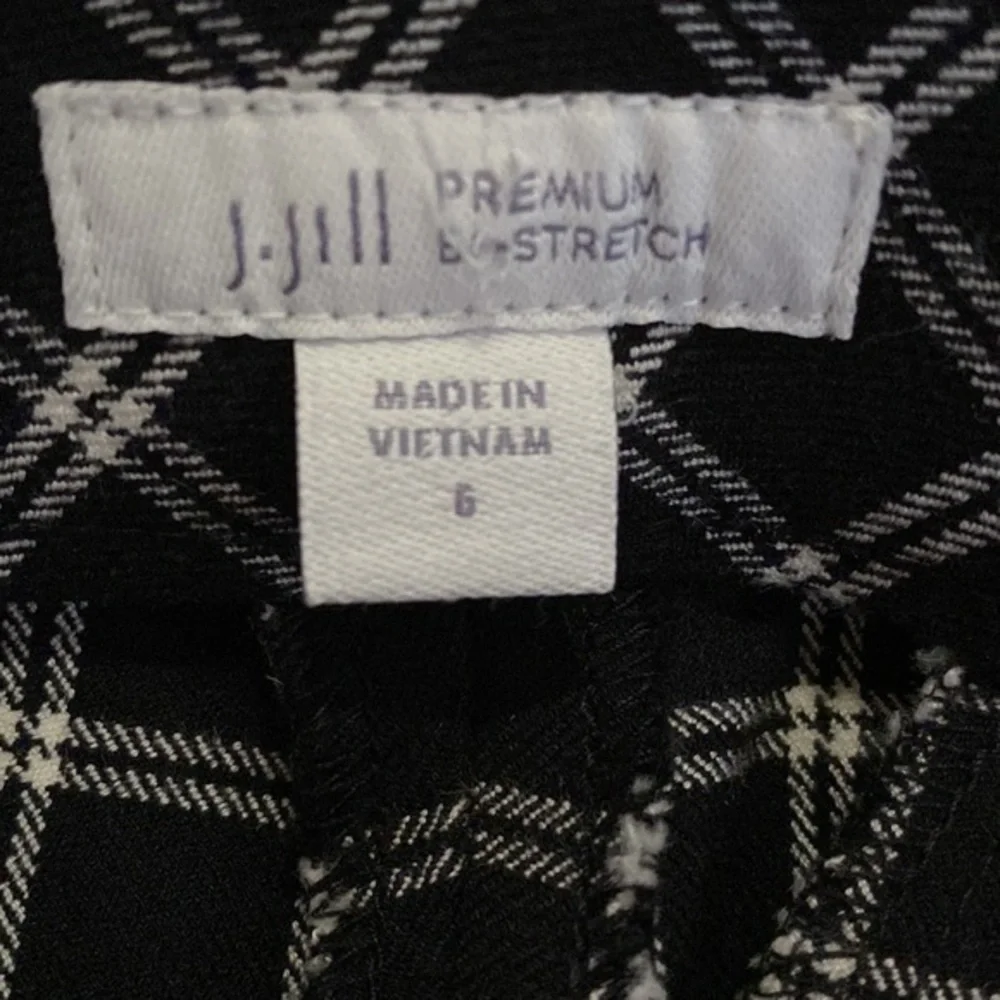 J. Jill Women’s Premium Bi-Stretch Quinn Trouser Pant‎ Black & White Plaid Sz 6
